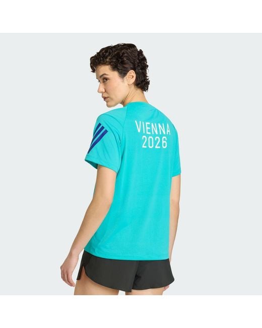 Adidas Blue Vienna Marathon Running Event T-Shirt Short Sleeve