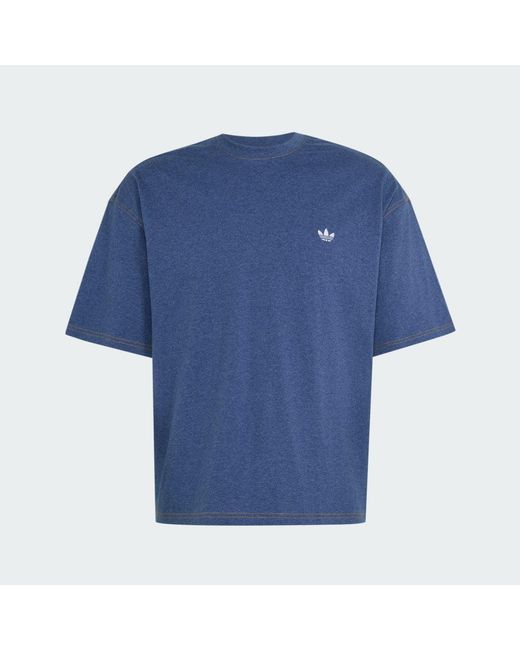 Adidas Blue Trefoil Essentials Melange Loose Cropped T-Shirt for men