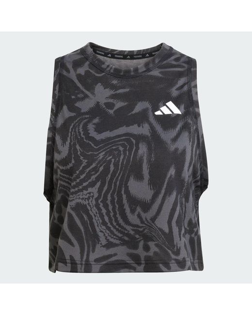 Adidas Gray Train Essentials Allover Print Workout Tank Top