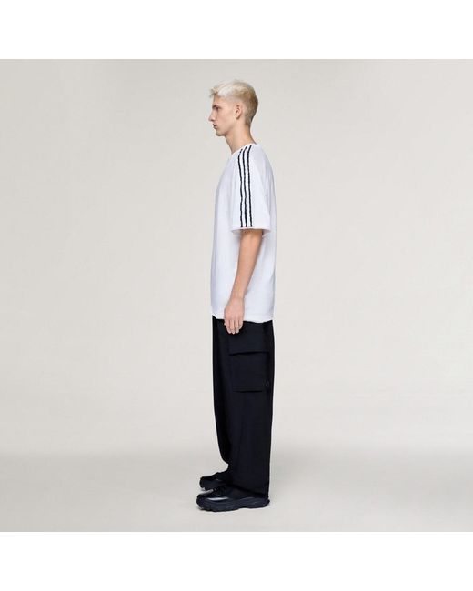 Camiseta Manga Larga Con Bordes Sin Rematar Y-3 3 Stripes Adidas de color White