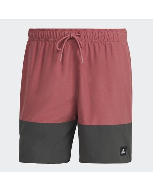 Adidas Pink Colorblock Swim Shorts Short Length for men