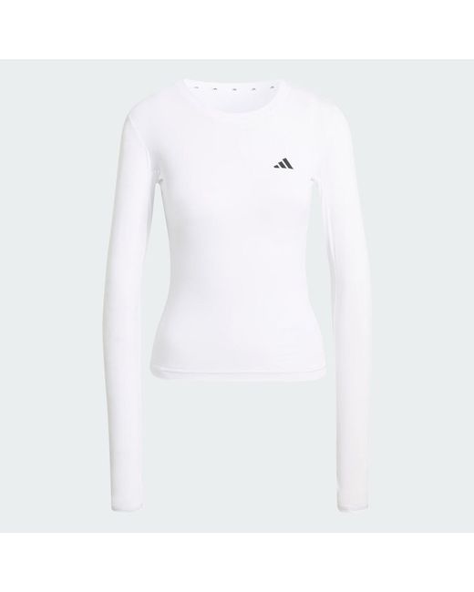 Adidas White Primelift Essentials Workout Contour Long Sleeve