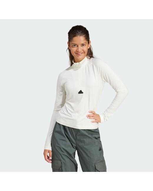 Adidas Gray City Escape Quarter-zip Long-sleeve Top