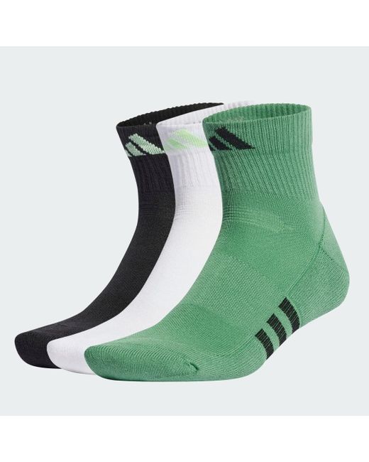 Adidas Green Performance Cushioned Mid-cut Socks 3 Pairs