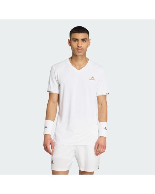 Adidas White Tennis Climacool + Freelift T-Shirt Pro for men