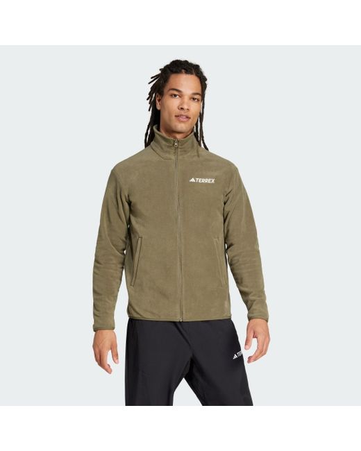 Adidas Green Multi Essentials Full-Zip Fleece Jacket for men