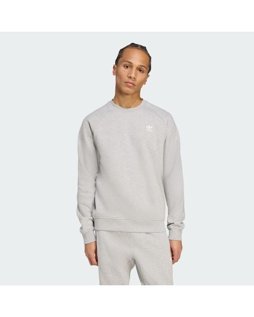Adidas Gray Trefoil Essentials Crew Sweatshirt for men