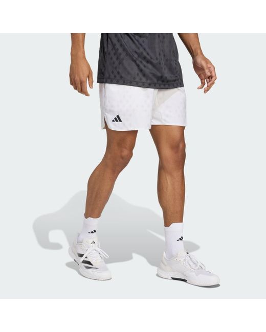 Adidas White Club Tennis Climacool Graphic Shorts for men