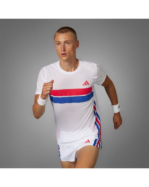 Adidas Red Adizero Retro Running Tee for men