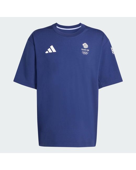 Adidas Blue Team Gb Loose Fit T-Shirt for men