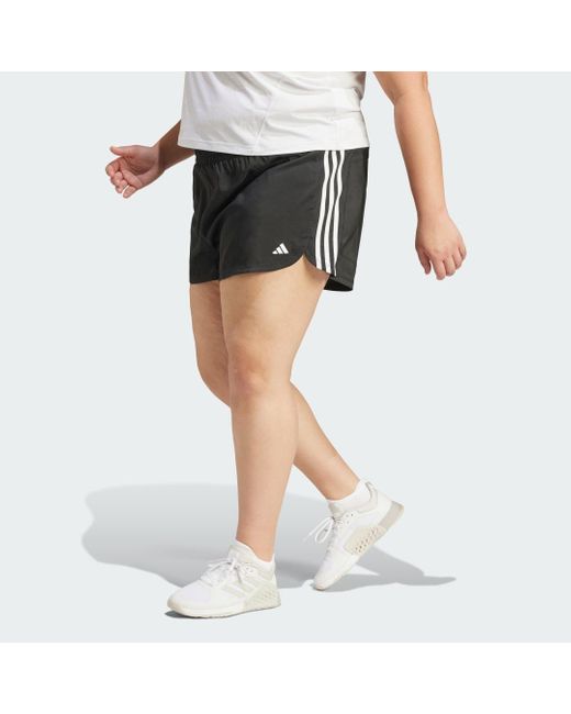 Adidas Originals Black Pacer Training 3-stripes Woven High-rise Shorts (plus Size)