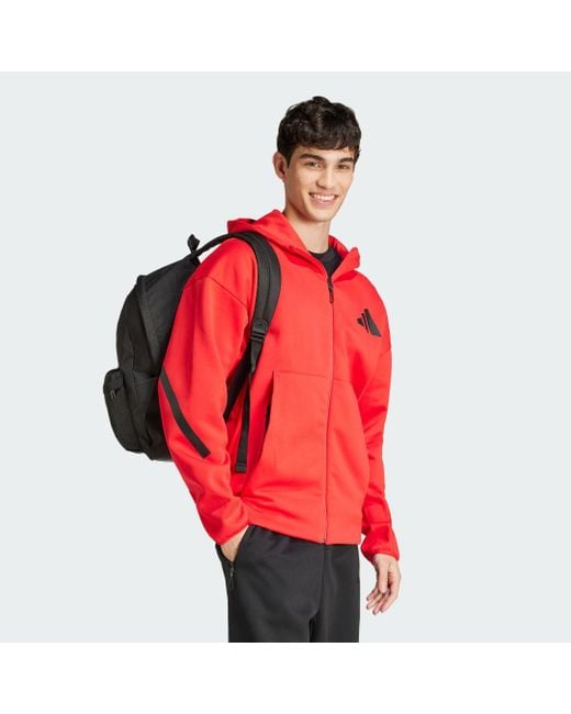 Track Jacket New Z.N.E. Full-Zip Hooded di Adidas in Red da Uomo