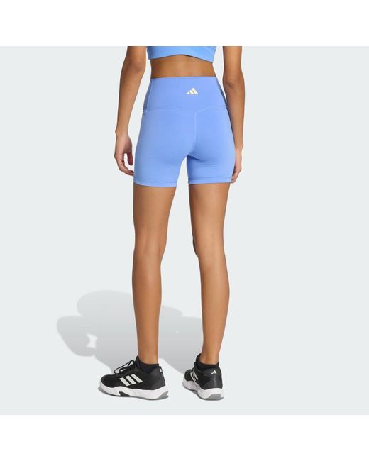 Adidas Blue 3 Stripes Studio All Me Booty Short Leggings