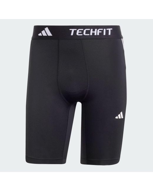Adidas Blue Techfit Compression Training 3-Stripes Short Tights for men