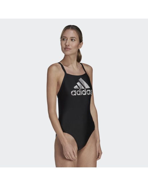 Adidas Black Big Logo Swimsuit