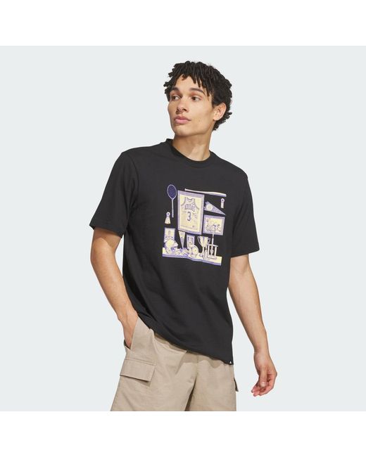 Adidas Black Sports Bar Memorabilia Graphic T-Shirt for men
