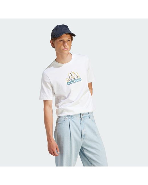 Adidas White Sportswear Dream Doodle Two-Tone T-Shirt for men