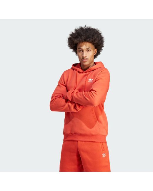 Adidas Red Trefoil Essentials Hoodie for men