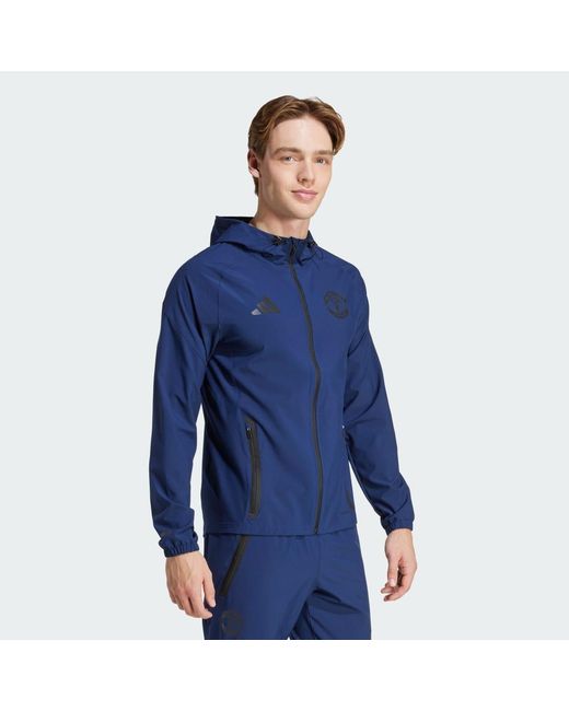 Adidas Blue Manchester United Tiro 25 Competition Vis Tech Travel Jacket for men