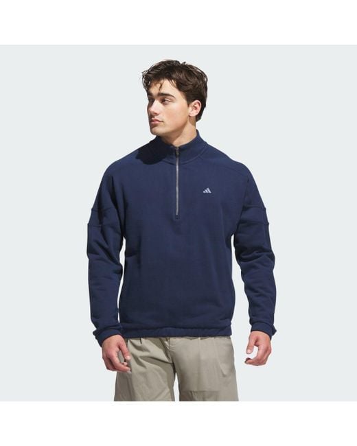 Adidas Blue Go-To Heritage Loose Quarter-Zip for men