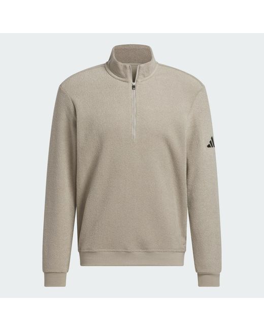 Adidas Gray Ultimate365 Terry Cloth Quarter-Zip Pullover for men
