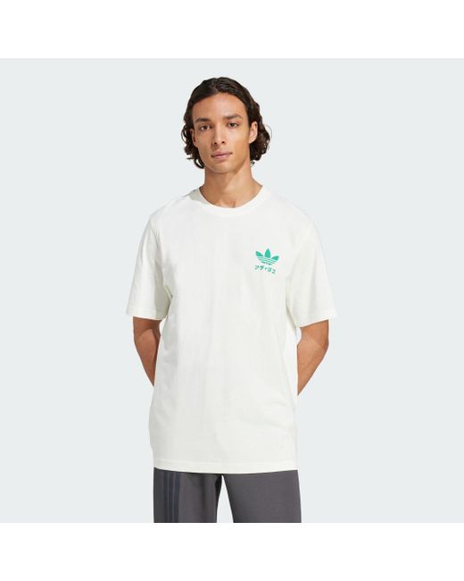 Adidas White Japanese Juice Packaging Graphic T-Shirt for men