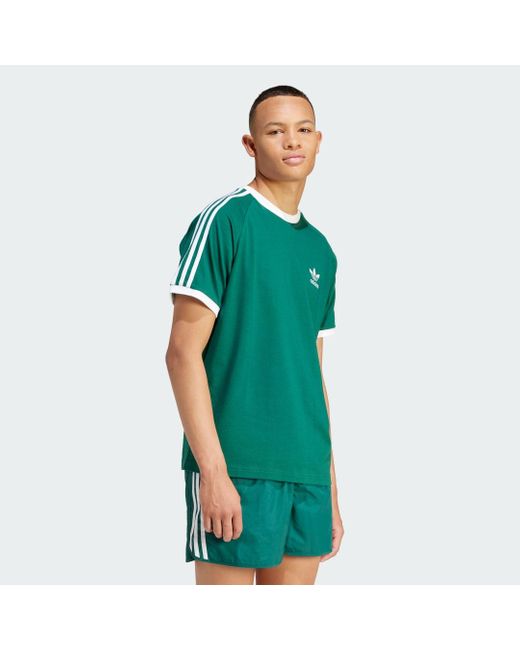 Collegiate Green Adicolor Classics 3 Bandas Camiseta di Adidas Originals da Uomo