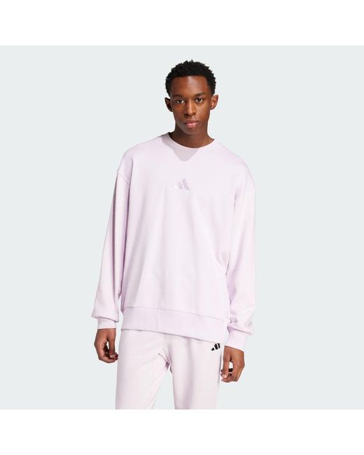 Adidas White All Szn French Terry Colorblock Crew Sweatshirt for men