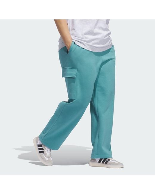 Adidas Blue Essentials Inclusive Linear Fleece Cargo Pants
