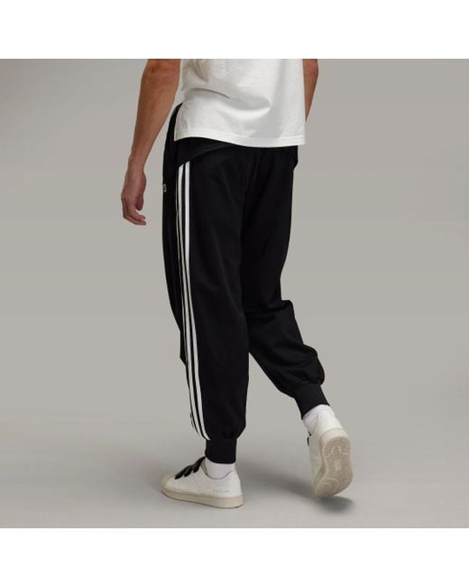 Adidas Black Y-3 3-Stripes Cuffed Track Tracksuit Bottoms for men