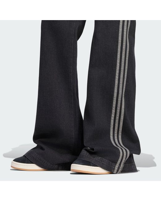 Adidas Black Sst Low Rise Flared Leg Denim Pant