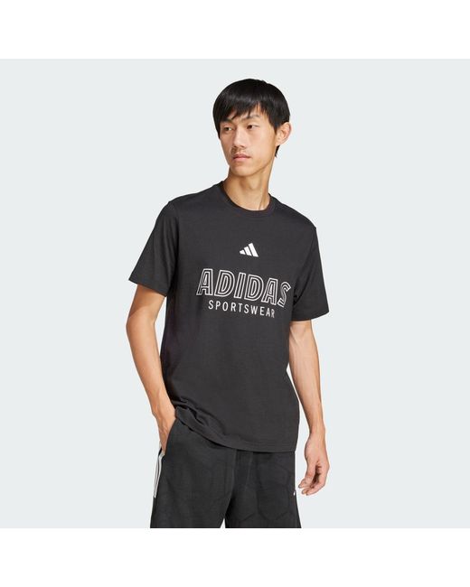 Adidas Black House Of Tiro Linear Graphic T-Shirt for men