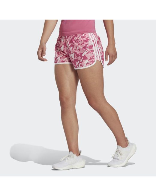 Adidas Pink Marathon 20 Camo Running Shorts