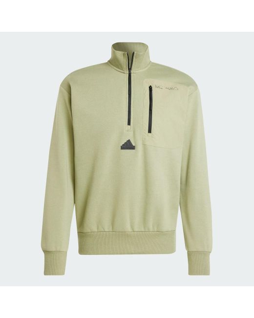 Adidas Green City Escape Fleece Half-Zip Sweatshirt for men