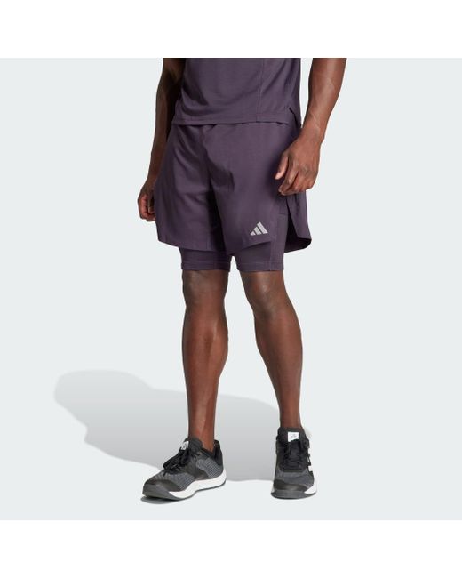 Adidas Blue Hiit Workout Heat.Rdy 2-In-1 Shorts for men
