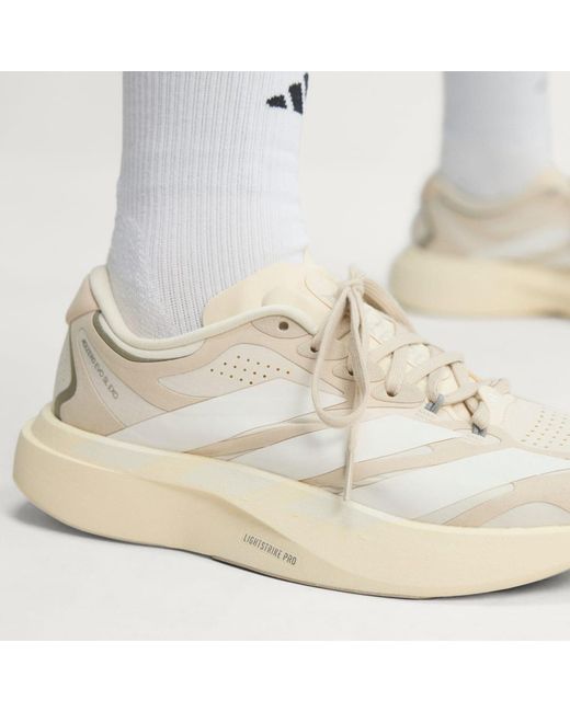 Adidas White Adizero Evo Sl Exo Suede Lightstrikepro Running Shoes