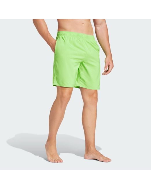 Adidas Green Solid Clx Classic-length Swim Shorts for men