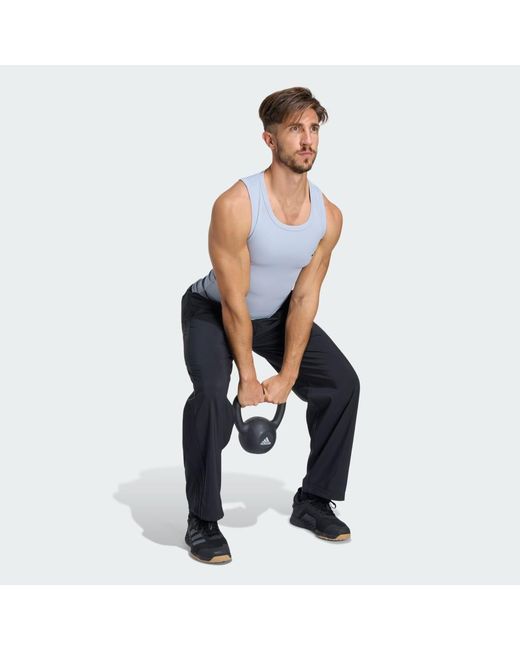 Adidas Blue Primelift Essentials Workout Rib Tank for men