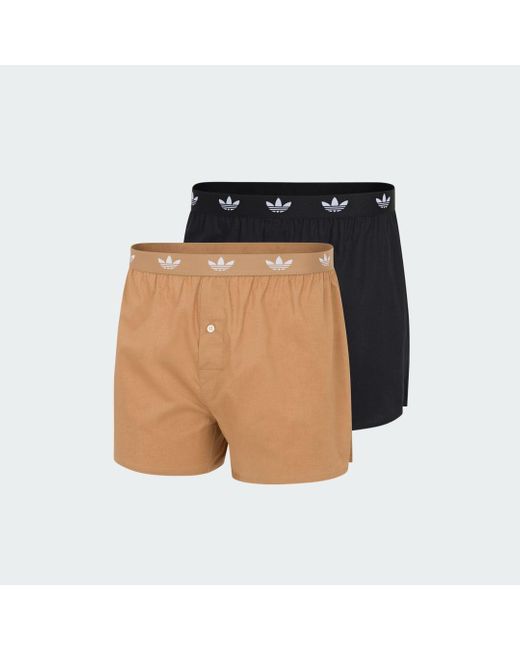 Adidas Black Comfort Core Cotton Icon Woven Boxer Waistband 2-Pack Underwear for men