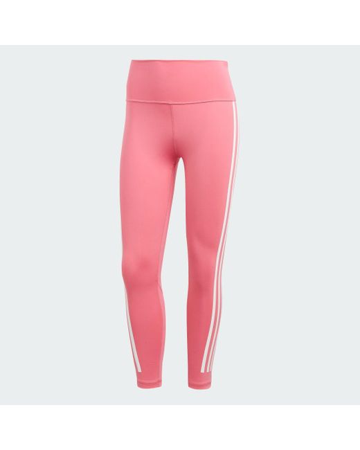 Adidas Pink Optime Trainicons 3-Stripes 7/8 Leggings