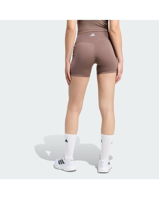 Adidas White 3 Stripes Studio All Me Booty Short Leggings
