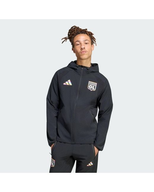 Adidas Blue Olympique Lyonnais Tiro Travel Windbreaker for men