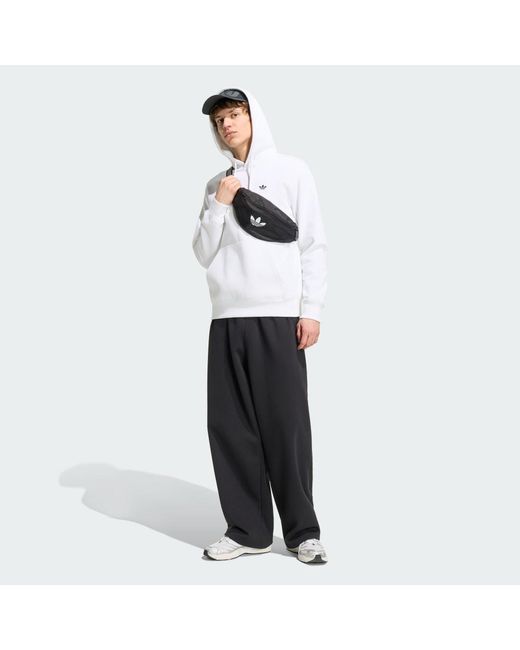 Adidas White Trefoil Essentials Hoodie for men