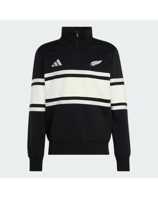 Adidas Black New Zealand Rugby Leisurewear Quarter Zip Sweatshirt for men