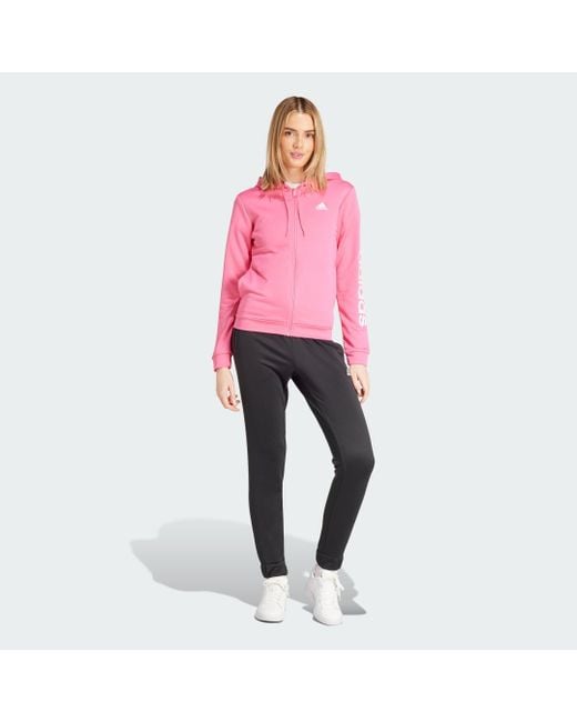 Pink and black adidas tracksuit sale