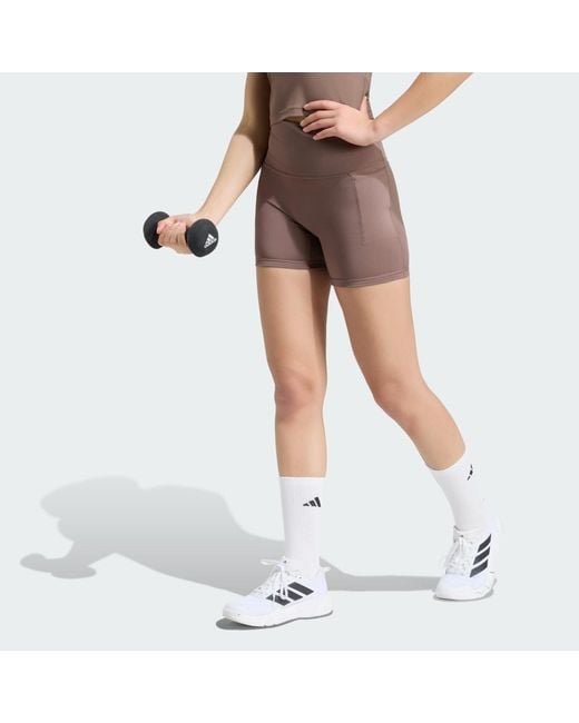 Adidas White 3 Stripes Studio All Me Booty Short Leggings