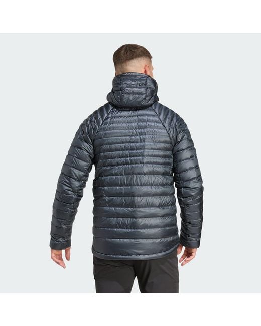 Adidas Blue Terrex Techrock Climawarm+ Down Hooded Jacket for men