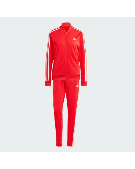 Adidas Red Essentials 3-stripes Tracksuit