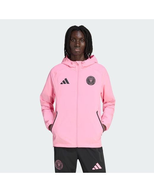 Adidas Pink Inter Miami Cf Tiro Travel Full Zip Windbreaker for men