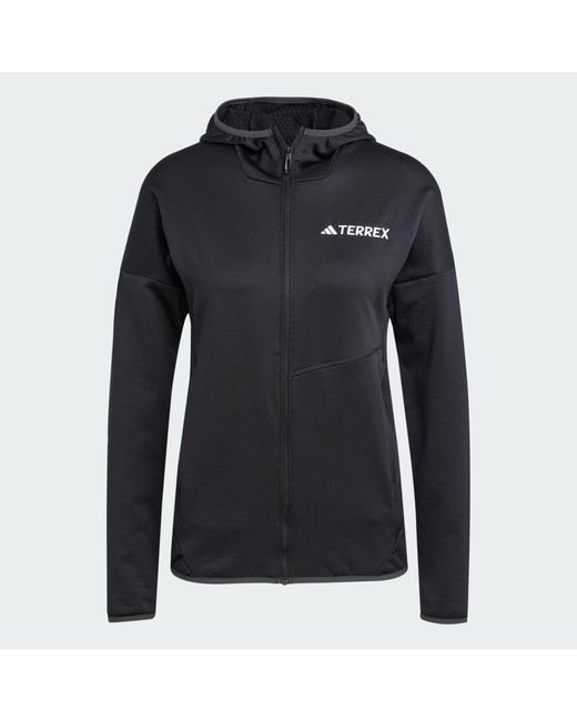 Adidas Black Terrex Xperior Climawarm Light Fleece Hooded Jacket